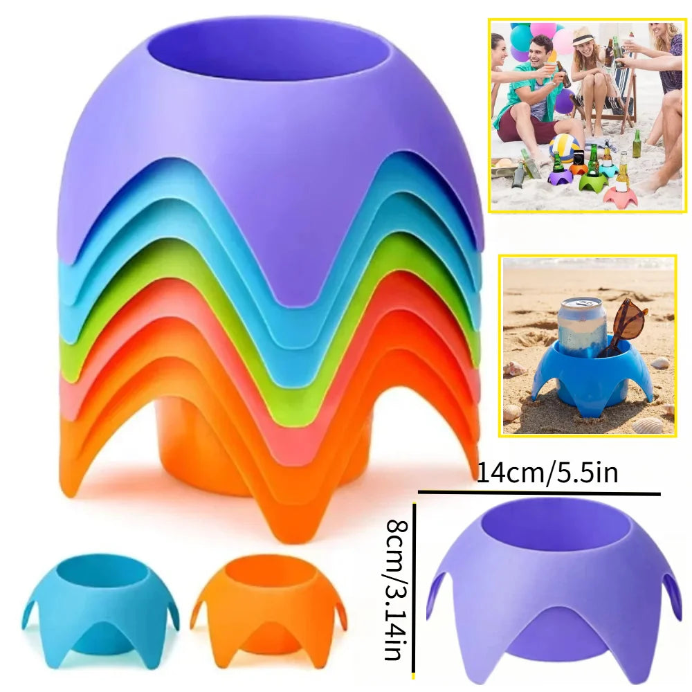 Sands-Free Beach Cup Holder - Foldable & Stackable Portable Drink Stand for Camping/Travel/Outdoor Capacity & Multi-Functional Peaceful Pleasures Health and Wellness