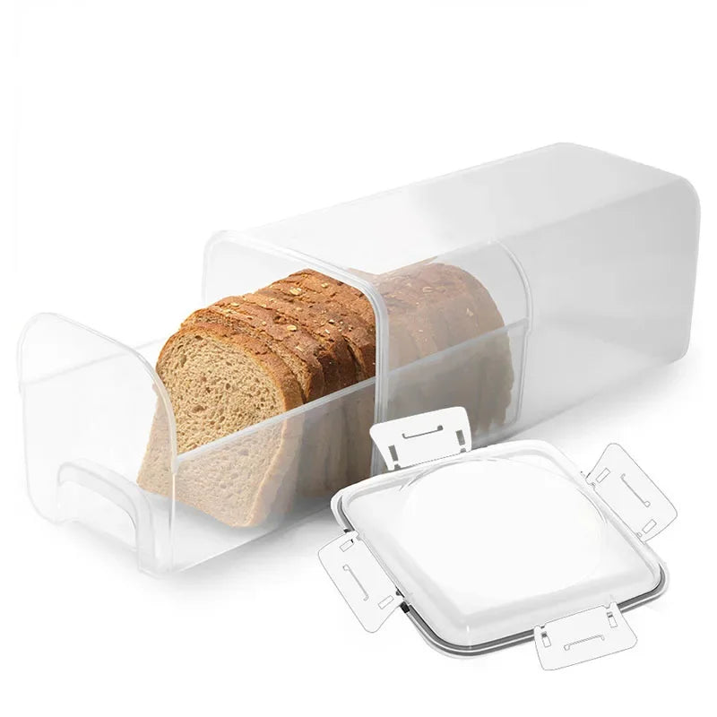 Clear Airtight Bread Box with Drawer Tray & Lid – Bread Loaf Storage Container