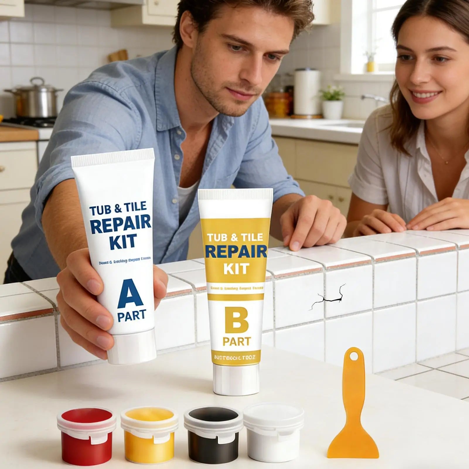 Waterproof Tile & Grout Repair Kit Permanently Seals Cracks Prevents Mold & Leaks For Bathtub, Shower, Bathroom & Kitchen Floors Peaceful Pleasures Health and Wellness