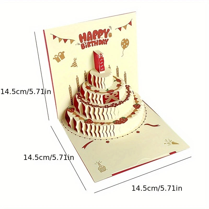3D Pop-Up Birthday Cake Greeting Card with Envelope Pop-Up Greeting Card Peaceful Pleasures Health and Wellness