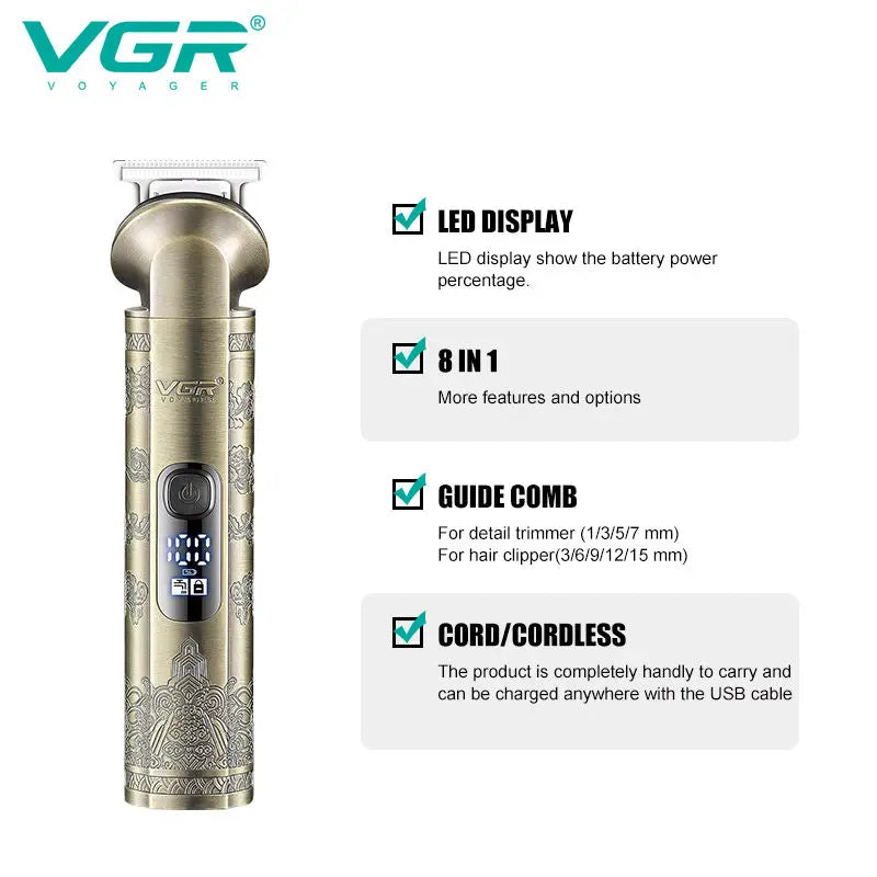 VGR 110 6-in-1 multifunctional hair clipper, metal retro body hair trimmer, home carving pusher, nose hair trimmer, shaving hair Peaceful Pleasures Health and Wellness