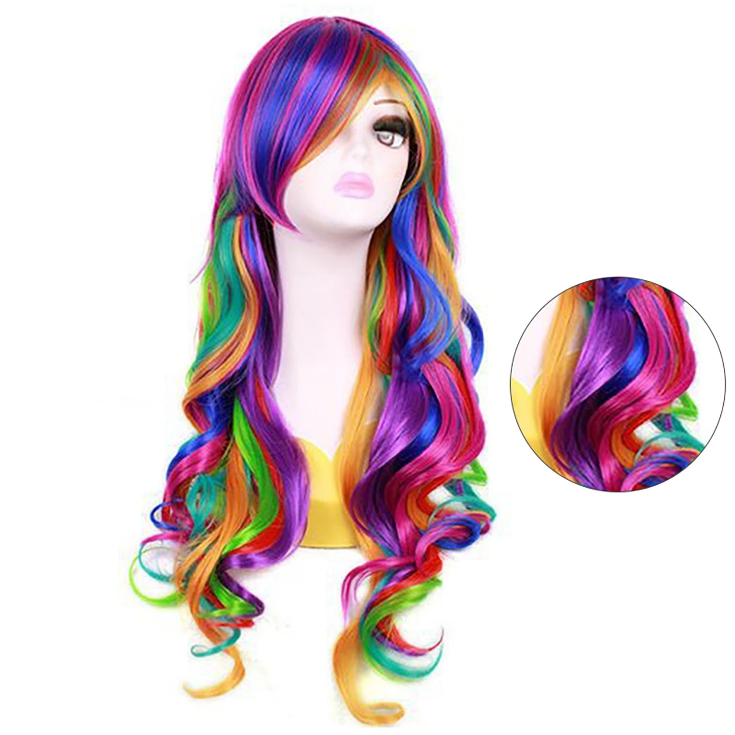 1Pcs/lot New Hot Women Rainbow Color Long Wig Natural Look Heat-Resistant Women Wig for Tourism Stage Performance Cosplay ect Peaceful Pleasures Health and Wellness