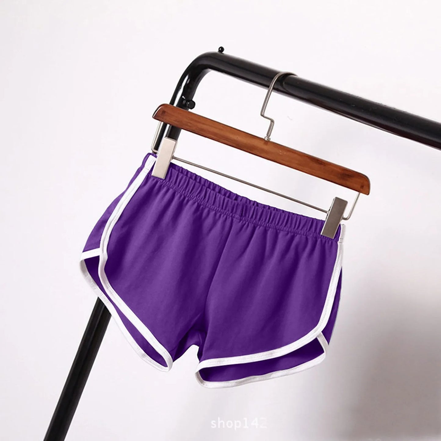 Sports Shorts Women Summer New Candy Color Anti Emptied Skinny Shorts Casual Lady Elastic Waist Beach Correndo Short Pants Peaceful Pleasures Health and Wellness Purple S