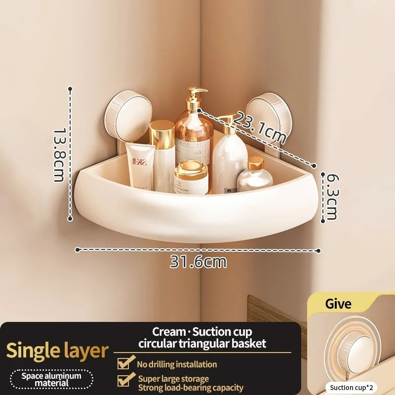 No-Drill Suction Cup Shower Shelf | Aluminum Bathroom Rack