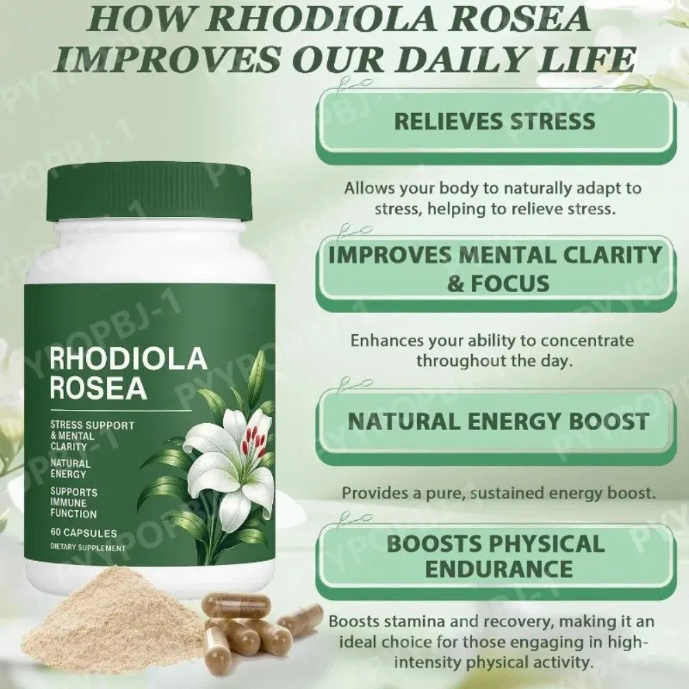 Rhodiola Rosea 500mg Capsules – Energy, Focus & Adaptogen | 60ct