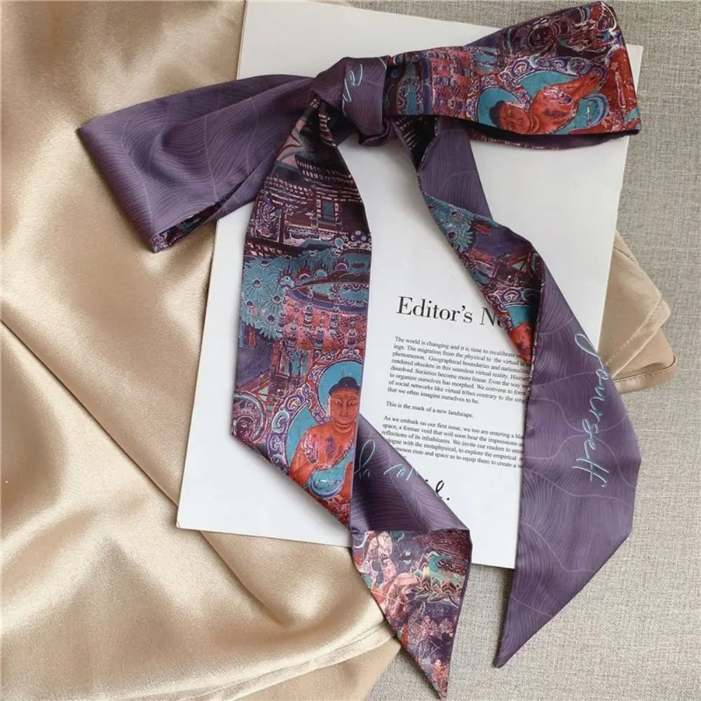 Chinese Floral Ribbon Scarf – Hair Band, Necktie & Bag Accent