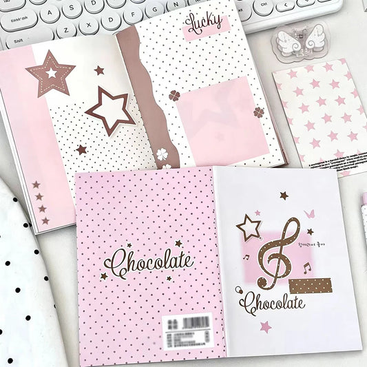 Pink Note Fixed Page Notebook Korean Ins Full-color Inner High-value Peaceful Pleasures Health and Wellness