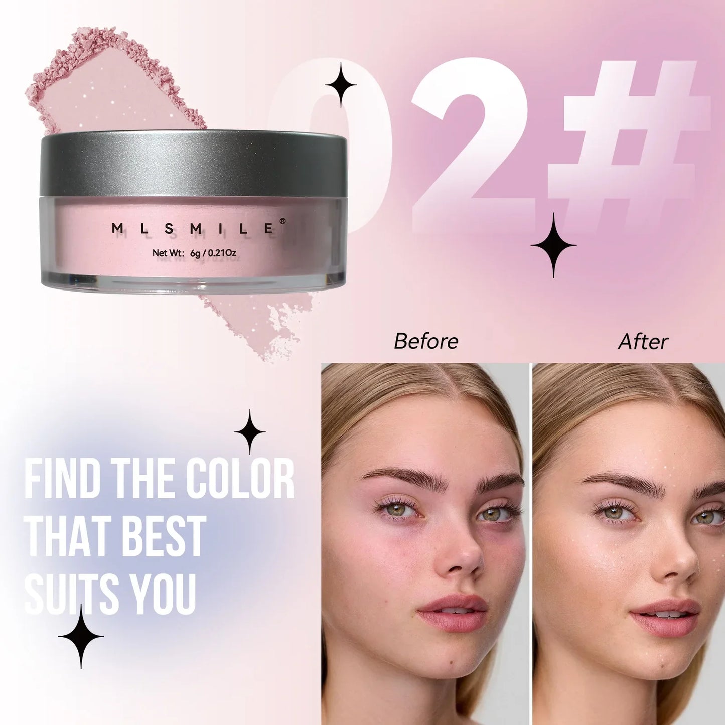 MLSMILE Matte Loose Setting Powder – Oil Control, 4 Shades