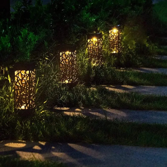 Solar Garden Pathway Lights – Waterproof LED Hollow Pattern (1–8 Pack)