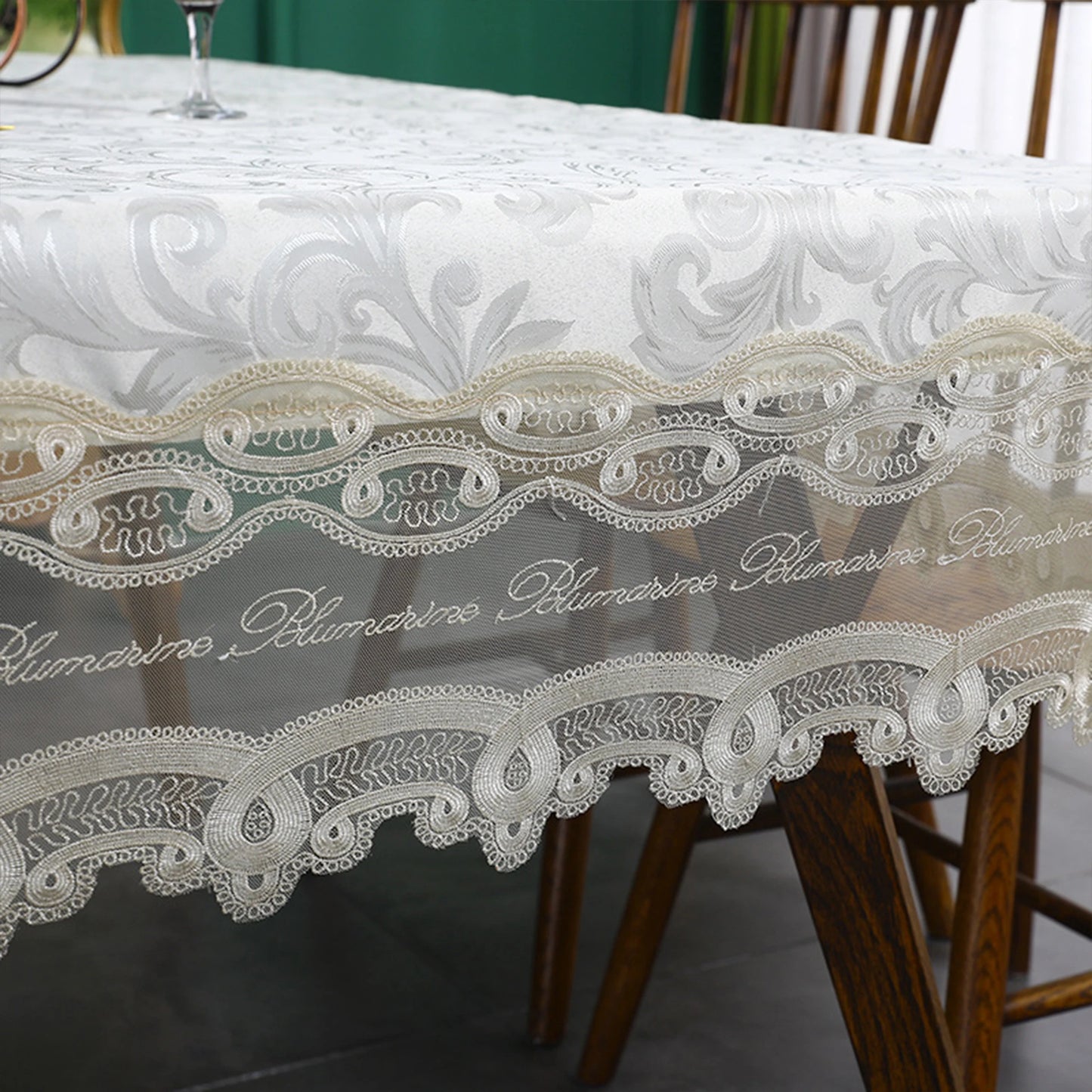 Battilo White Lace Tablecloth | Waterproof Rectangle Table Cover