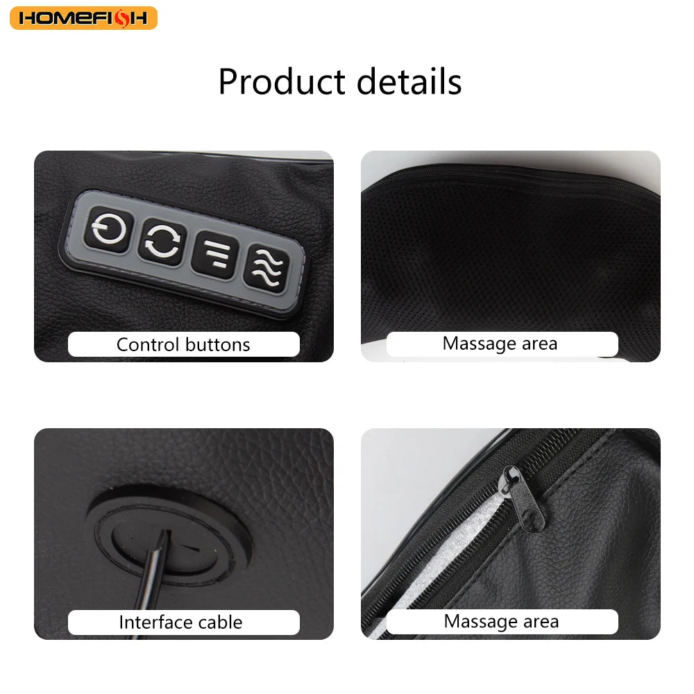 Heated U-Shape Shiatsu Neck and Shoulder Massager - Deep Kneading Electric Massage Pillow For Neck Waist Leg Body Peaceful Pleasures Health and Wellness