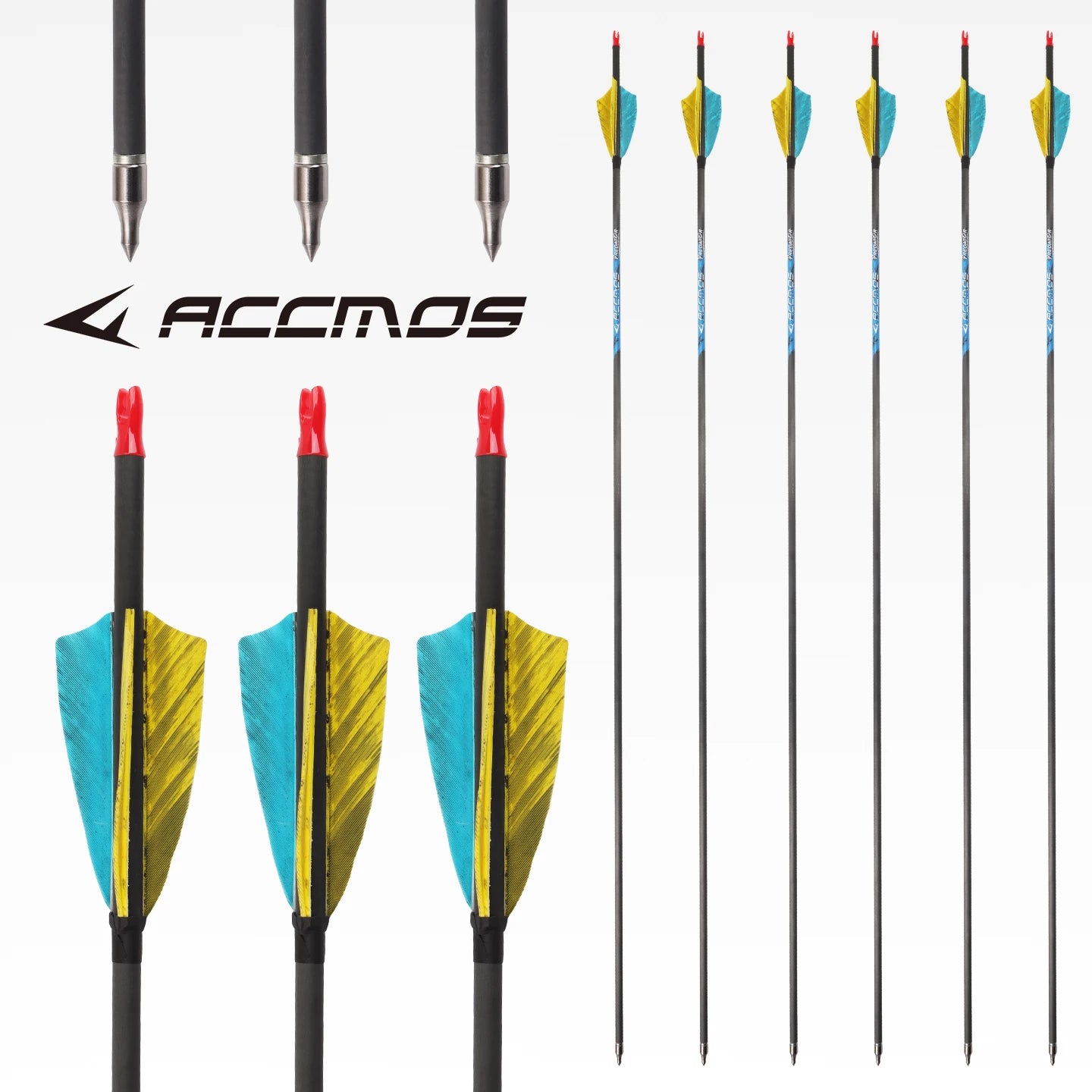 6 3 Turkey Feather Arrows Pure Carbon Arrow Spine 200-800 ID Archery