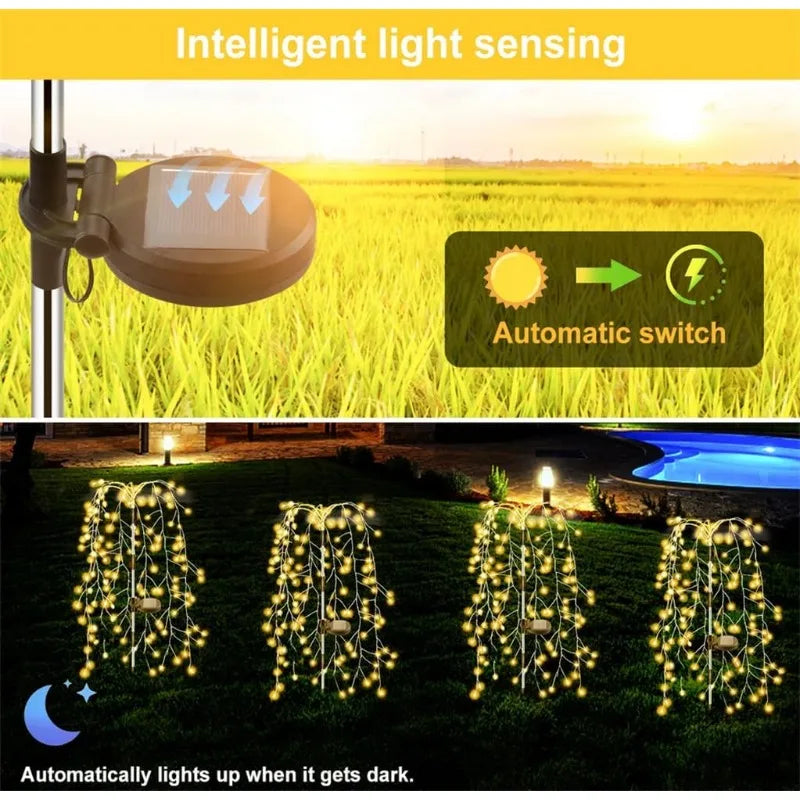 Solar Firework LED Garden Stake Lights | 120 LED Copper Wire