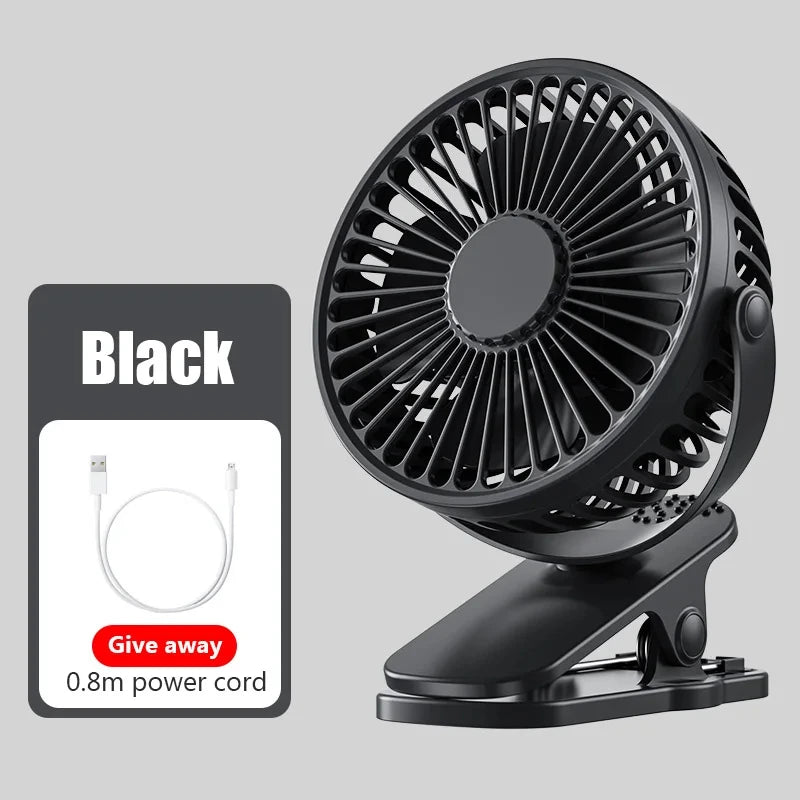 Portable USB Clip-On Mini Desk Fan | 3-Speed Quiet Cooling