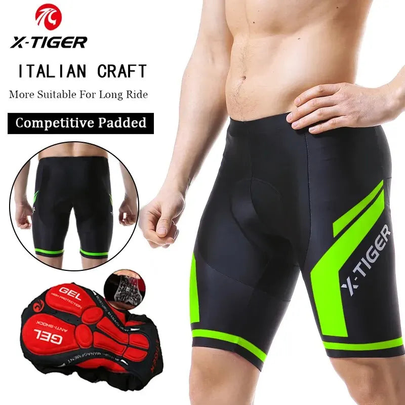 X-TIGER Men's Gel Pad Cycling Shorts | MTB & Road Bike