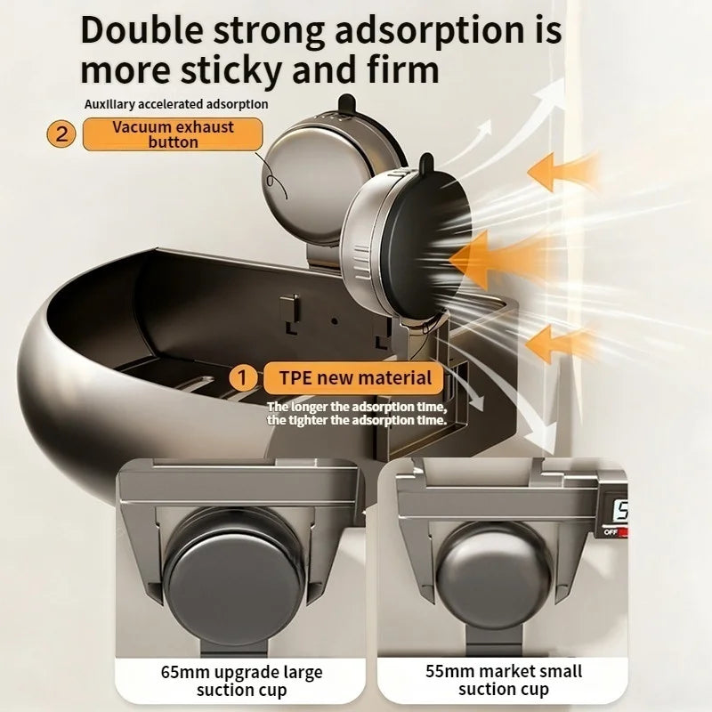 No-Drill Suction Cup Shower Shelf | Aluminum Bathroom Rack