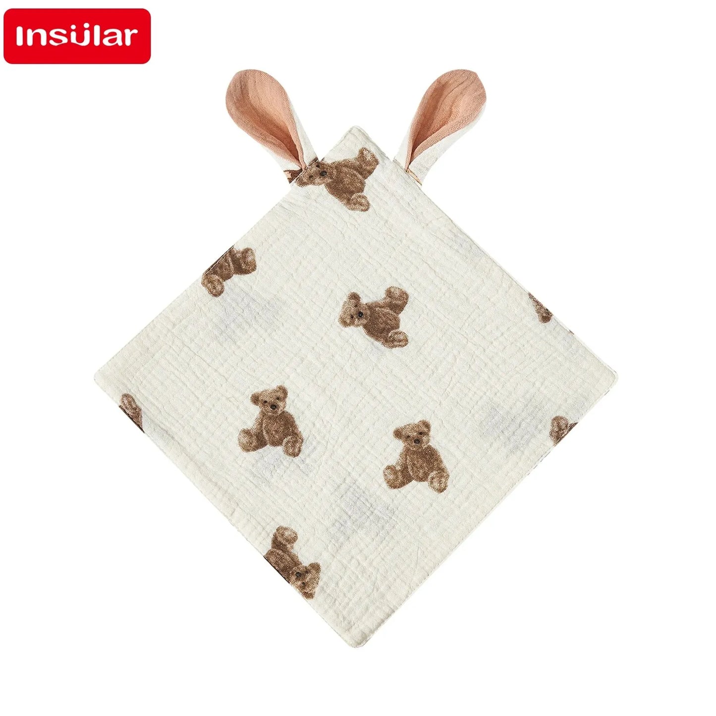 Baby Muslin Washcloths Cartoon Print Burp Cloths & Bibs 0–12M