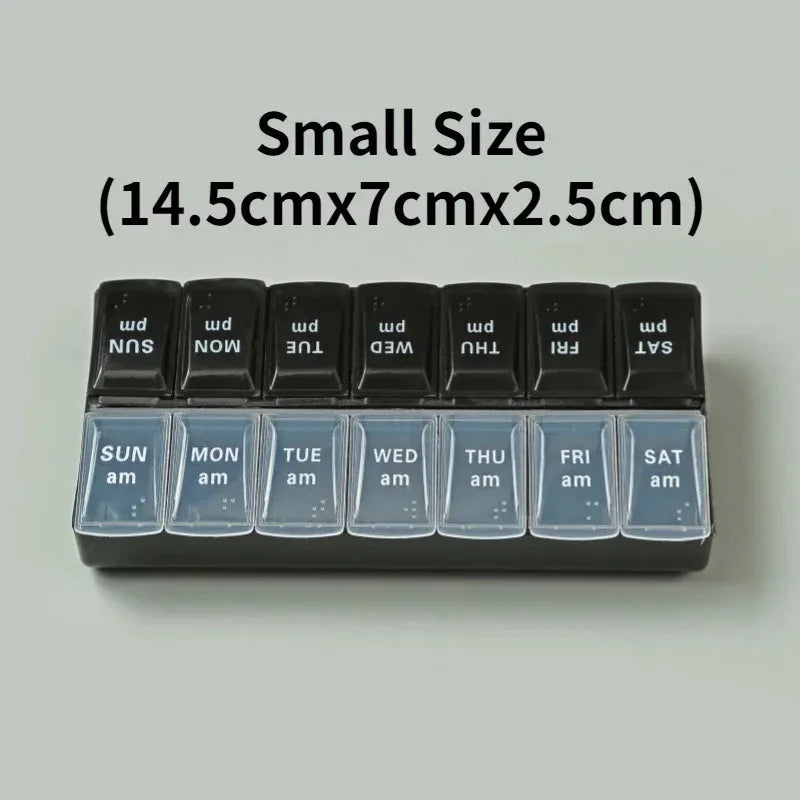 New Weekly Portable Travel Pill Cases Box 7 Days Organizer 14 Grids Pills Container Storage Tablets Vitamins Medicine Fish Oils Peaceful Pleasures Health and Wellness NO.1