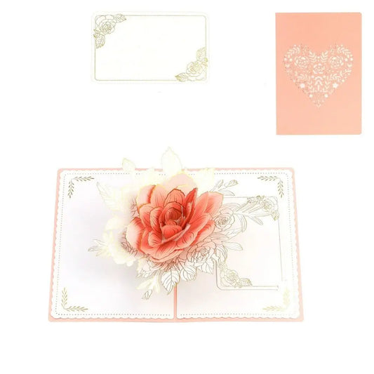 Pop Up 3D Rose Flower Card with Envelope | Wedding & Gift 3D Pop Up Greeting Card Oasis Select