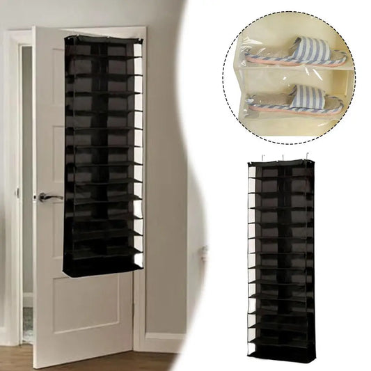 26-Pocket Over-Door Shoe Rack Organizer | Transparent Pockets Door Shoe Organizer Oasis Select