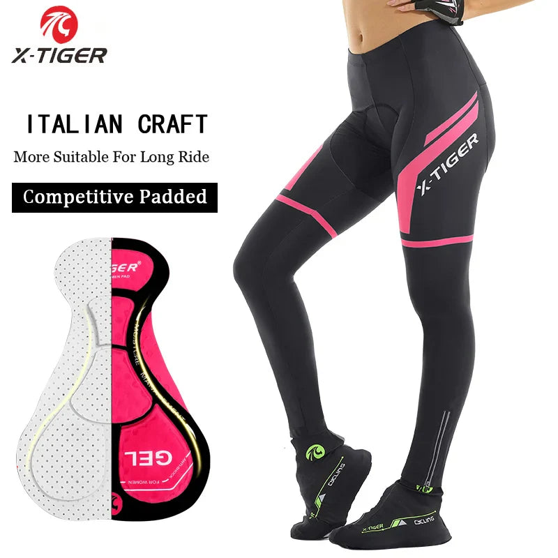X-TIGER Women's 5D Gel Padded MTB Cycling Pants | Full Length