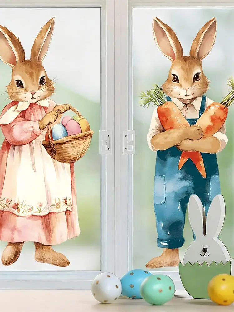 Easter Bunny Window Clings – Cute Rabbit Wall Stickers 2pcs