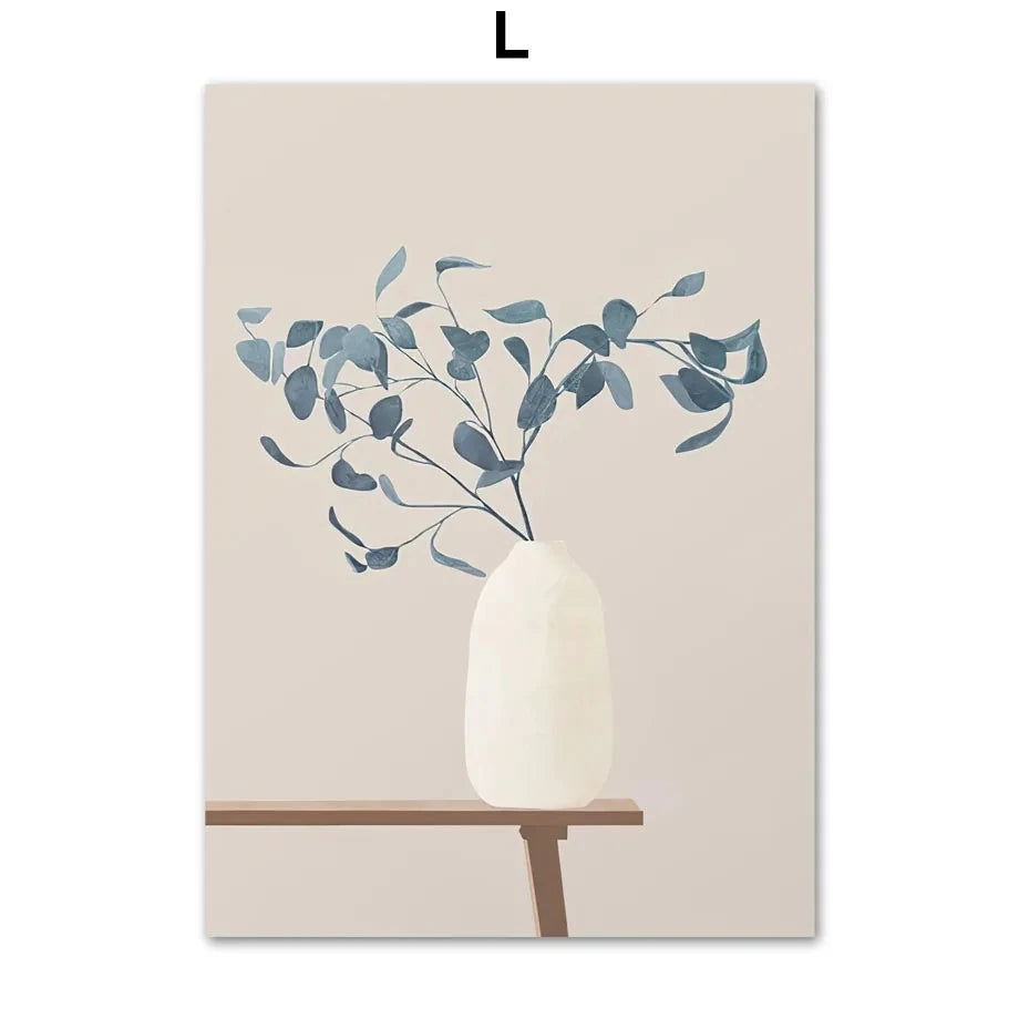 Boho Natural Leaf Flower Vase Abstract Posters Prints Canvas Painting Morandi Nordic Wall Art Pictures Living Room Home Decor Peaceful Pleasures Health and Wellness