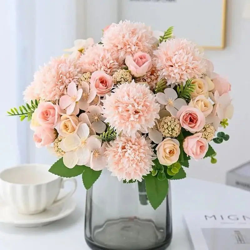 Artificial Silk Chrysanthemum Rose Bouquet | Wedding Home Decor