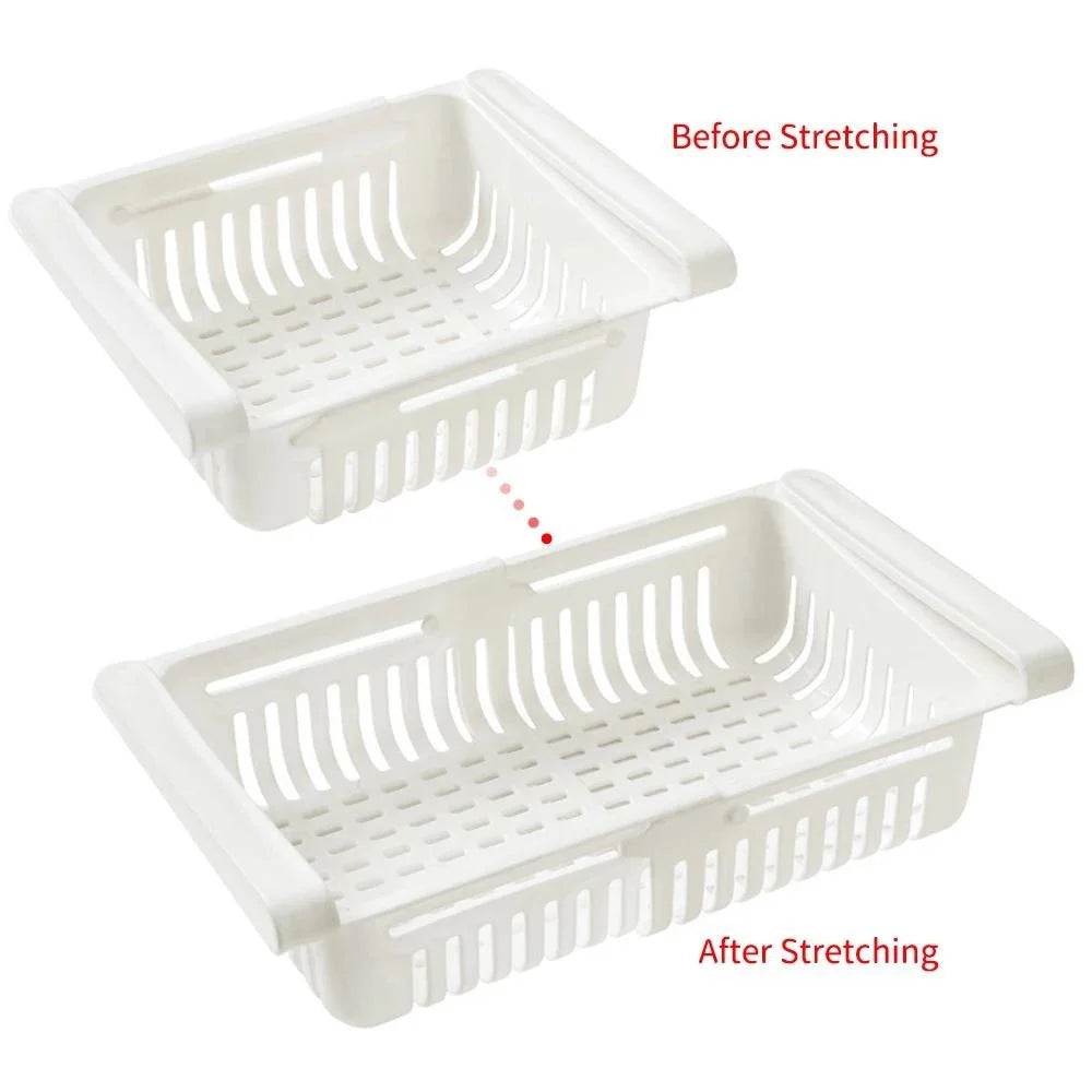 Expandable Fridge Drawer Organizer – Pull-Out Shelf Storage Rack Fridge Shelf Organizer Peaceful Pleasures Health and Wellness 1Pc White