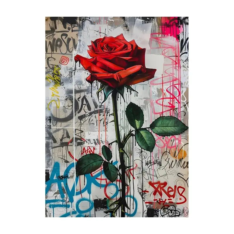 Abstract Graffiti Canvas Wall Art | Colorful Surreal Print