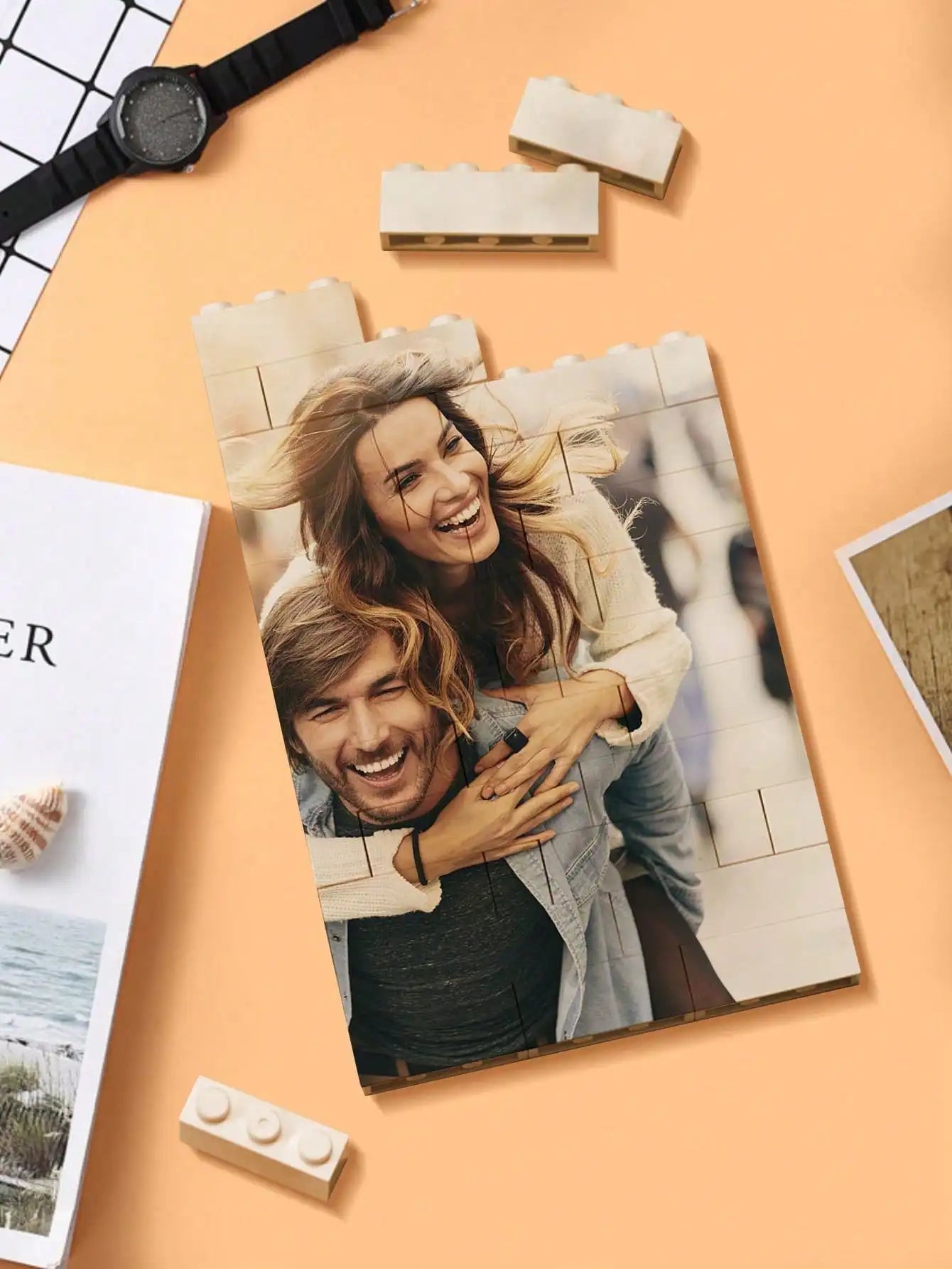Custom Photo Puzzle Building Blocks Personalized Picture Toy Double Side Printing Gift for Mom Dad Couple Anniversary Decoration Peaceful Pleasures Health and Wellness
