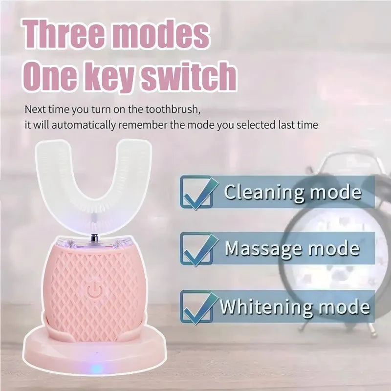 Rechargeable ultrasonic electric toothbrush with IPX7 water resistance for adults - U-shaped toothbrush for deep cleaning Peaceful Pleasures Health and Wellness