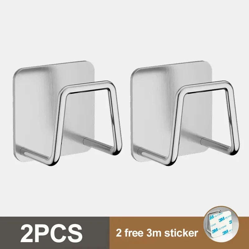 1/2/3/4/5PC Stainless Steel Hanging Hook Storage Rack Sink Sponges Drain Drying Rack Self Adhesive Storage Holder Wall Hooks Peaceful Pleasures Health and Wellness Silver-2PCS