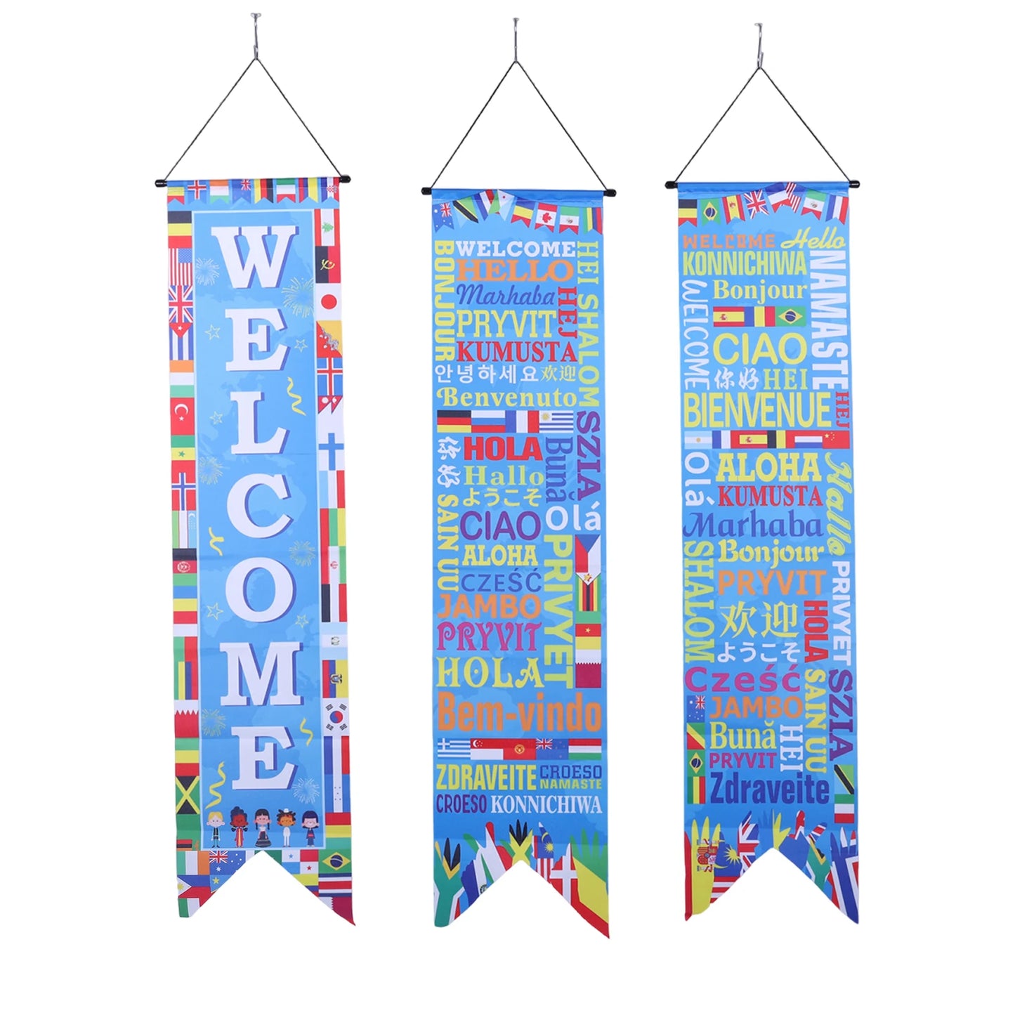 3PCS Soccer 2026 Hanging Porch Banner Soccer Porch Sign Banners for Party Supplies Home Indoor Outdoor Peaceful Pleasures Health and Wellness Blue