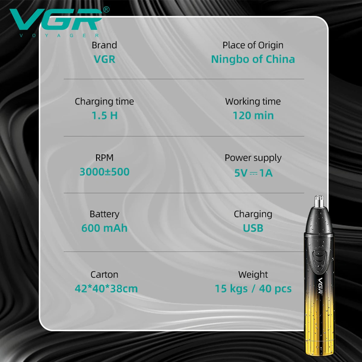 VGR new 2-in-1 hair trimming set convenient shaver sharp blade hair remover men's USB electric shaver nose hair trimmer V-619 Peaceful Pleasures Health and Wellness