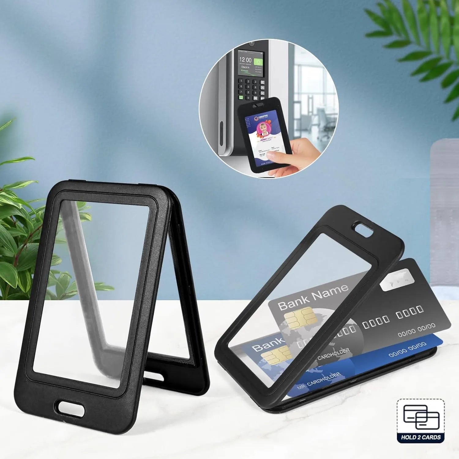 Vertical Card Holder With Double-Sided Hard Plastic Vertical Card Bag, Black Id Card, Credit Card, Key Card Protection Cover Peaceful Pleasures Health and Wellness