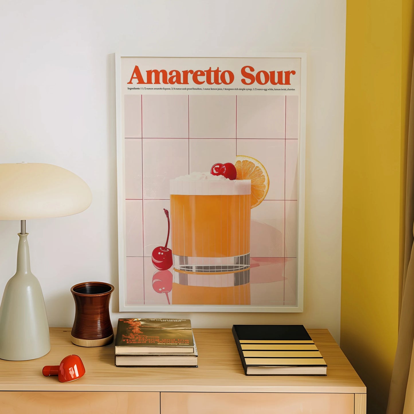 Amaretto Sour Cocktail Canvas Wall Art | Modern Minimalist Print