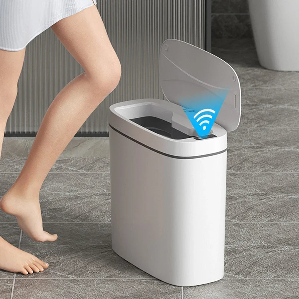 14L Smart Sensor Trash Can with Lid for Kitchen Toilet Bathroom Bins Waterproof Automatic Trash Can Quiet Touchless Wastebasket Peaceful Pleasures Health and Wellness