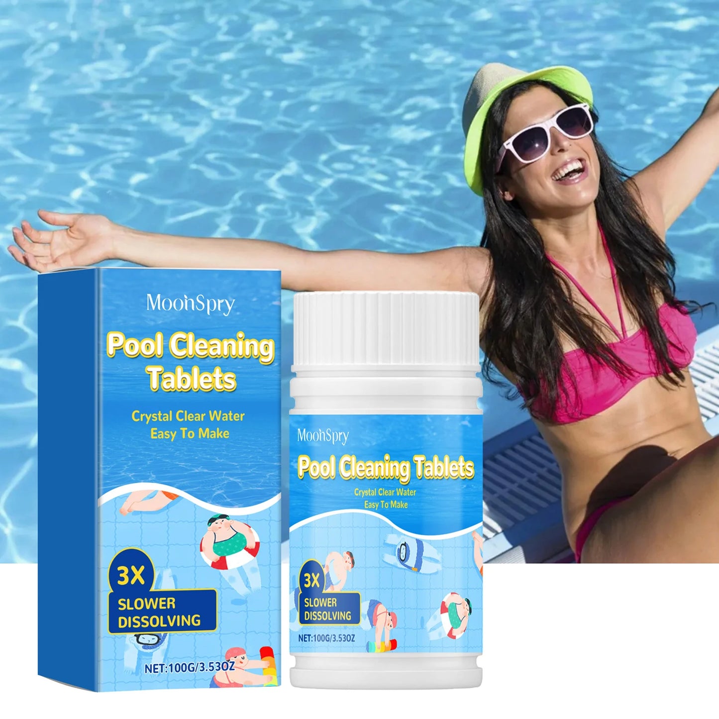 Pool Cleaning Tablets,Hot Tub And Spa Chlorine Tablets,Multifunction Long-Lasting Algaecide & Clarifier,Safe For All Pool Types Peaceful Pleasures Health and Wellness