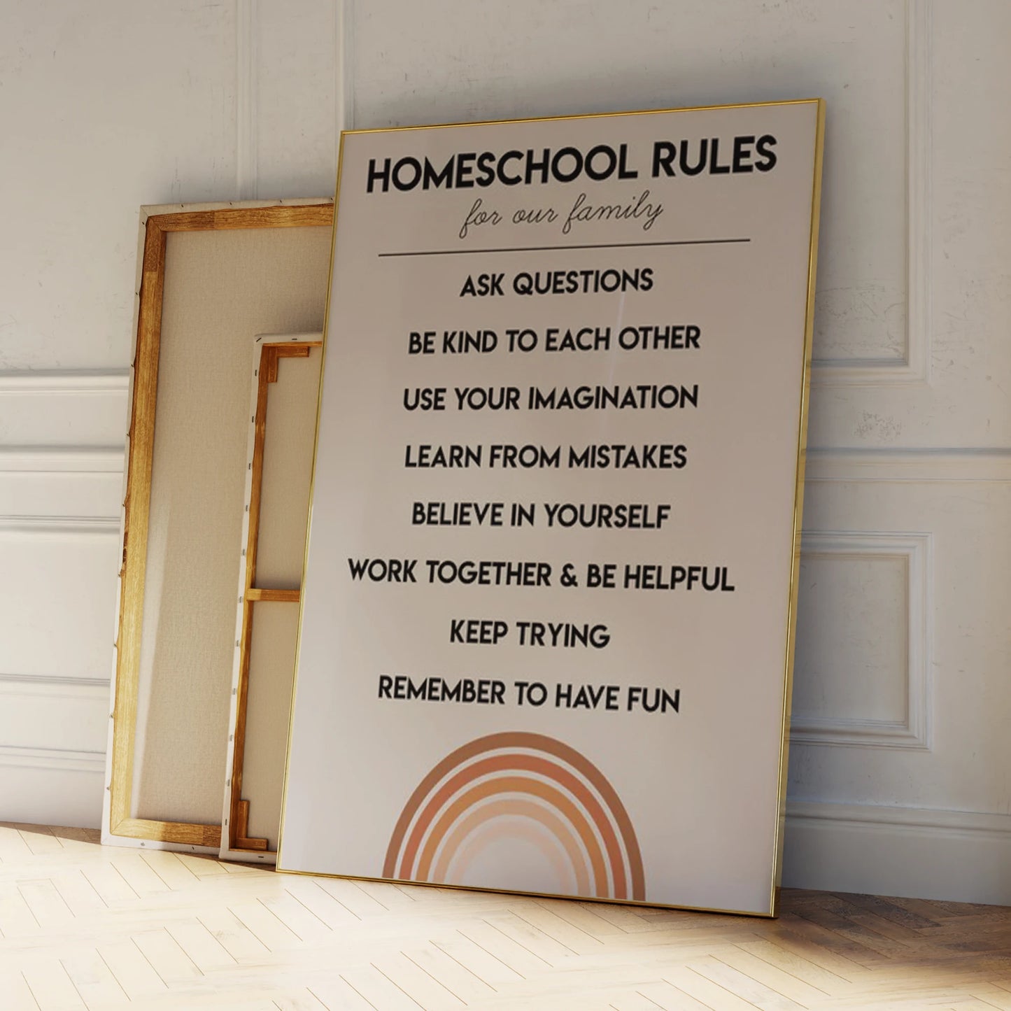 Homeschool Rules Canvas Wall Art | Ask Questions Quote Print