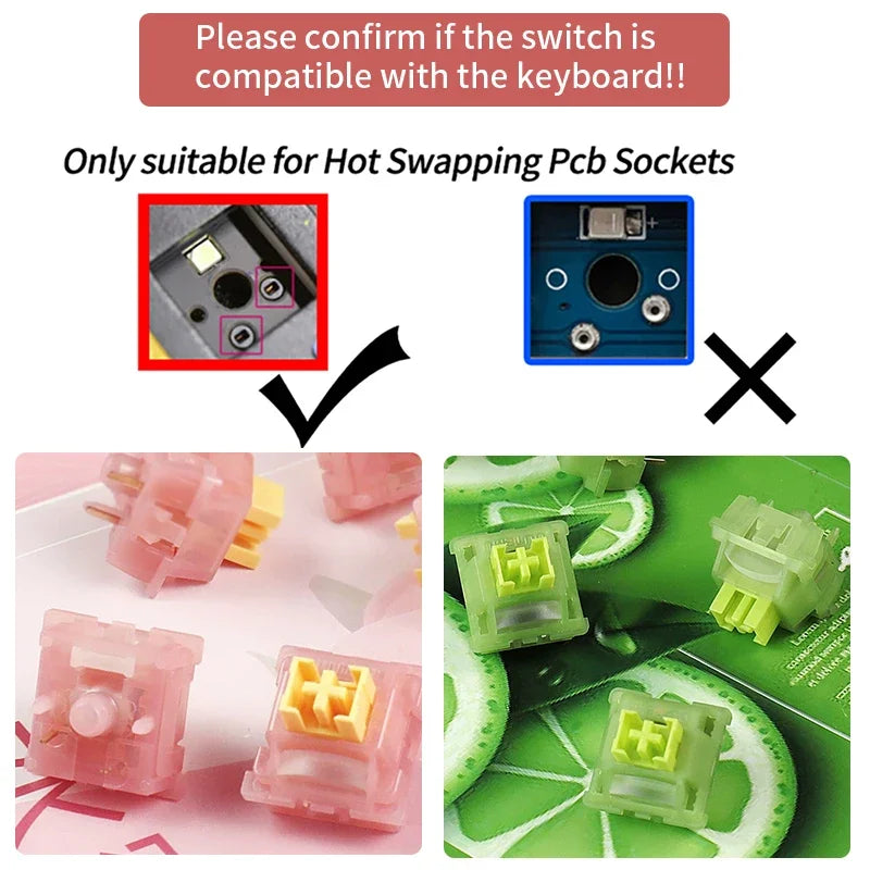 Outemu Silent Peach & Lemon V3 5-Pin Mechanical Switches