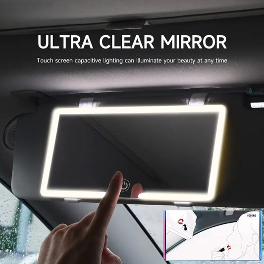 Car Sun Visor LED Vanity Mirror – Rechargeable HD Makeup Mirror LED Vanity Mirror Peaceful Pleasures Health and Wellness WHITE