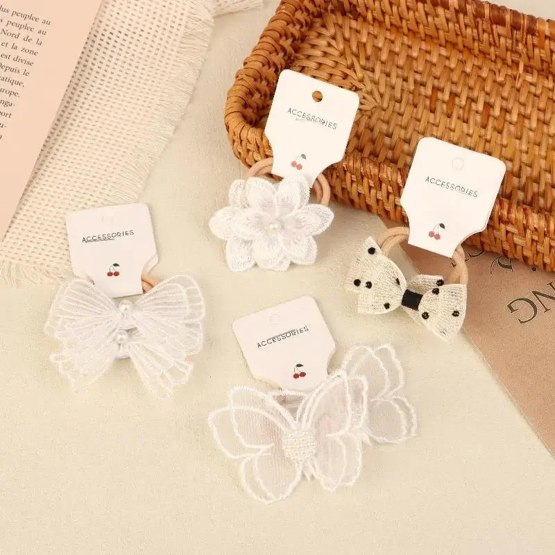 10-Pack Lace Butterfly Bow Hair Ties for Girls | Cute Set