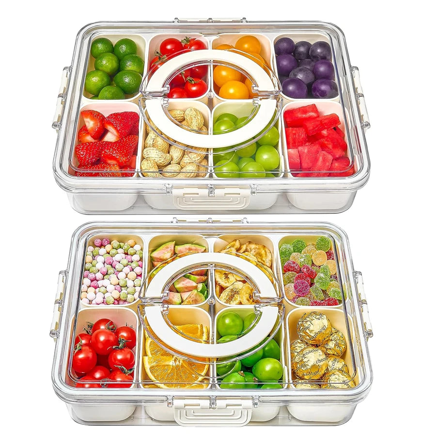 Divided Snack Box Container – 4 or 8 Grid Portable Food Storage & Salad Organizer