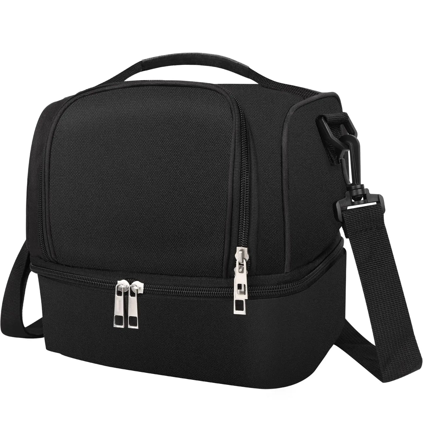 Aluminum Foil Insulated Lunch Bag Large Capacity Thermal Food Container Tote with Handles for Office School Picnic Travel Peaceful Pleasures Health and Wellness black