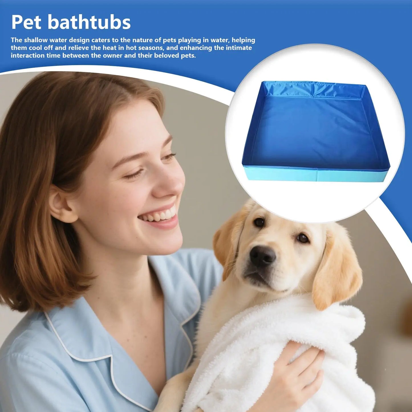 Foldable PVC Pet Pool – Anti-Slip Dog & Cat Bathing Tub