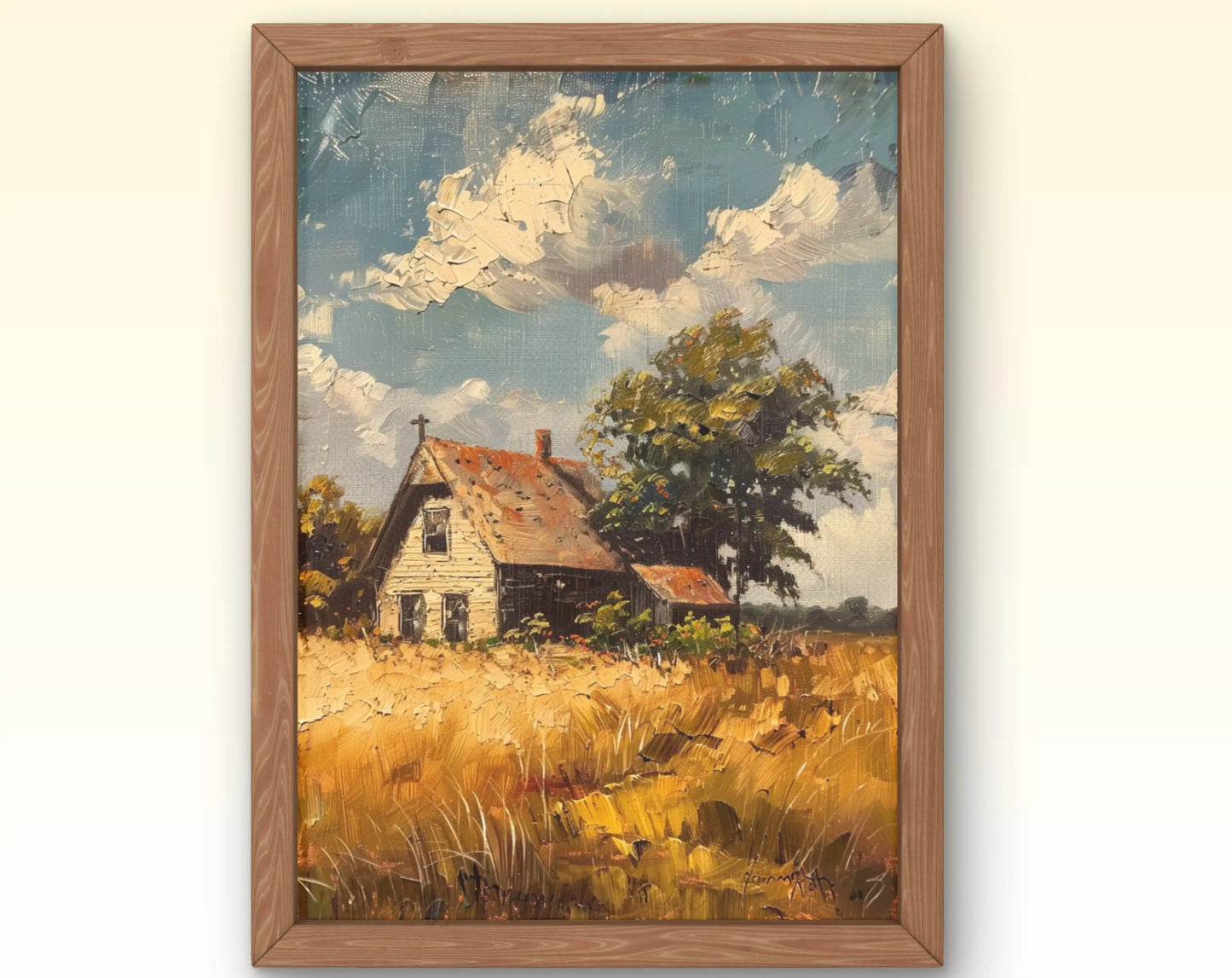 European Rural Scenery Floral Canvas Wall Art | Unframed Print