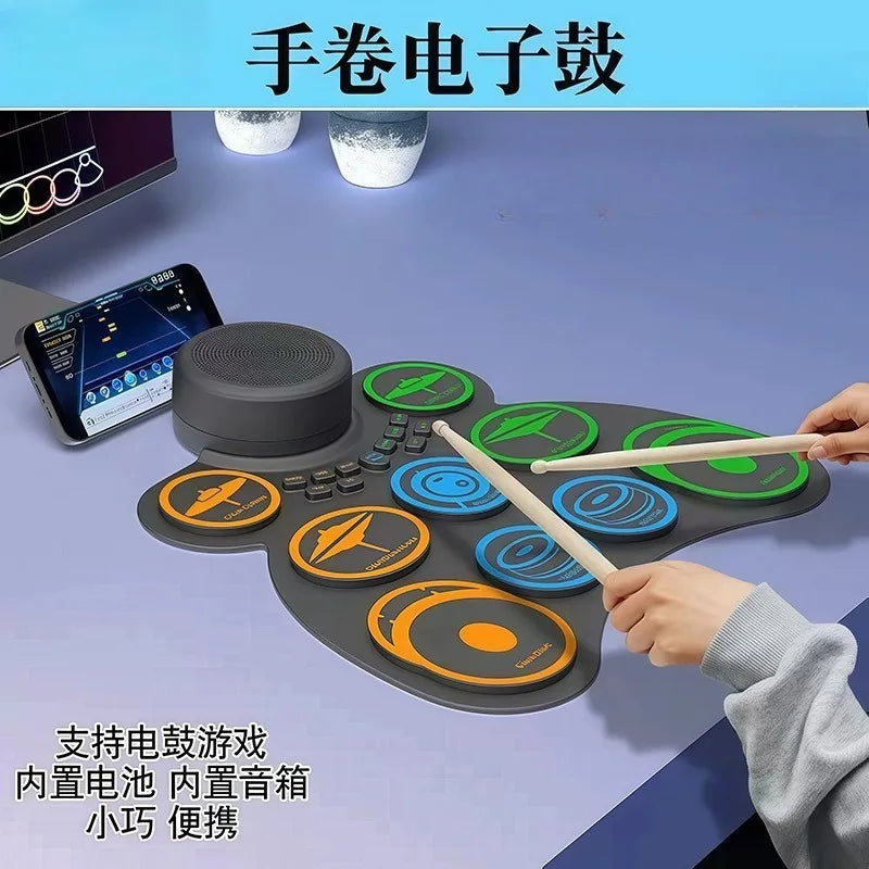 Hand Roll Electronic Drum Built-in Charging Folding Silicone Portable