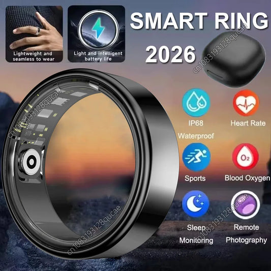 2026 Smart Ring Blood Pressure Heart Rate Sleep Monitoring Smartring IP68 & 5ATM Waterproof Multi-sport Mode Smartring Man Women Peaceful Pleasures Health and Wellness