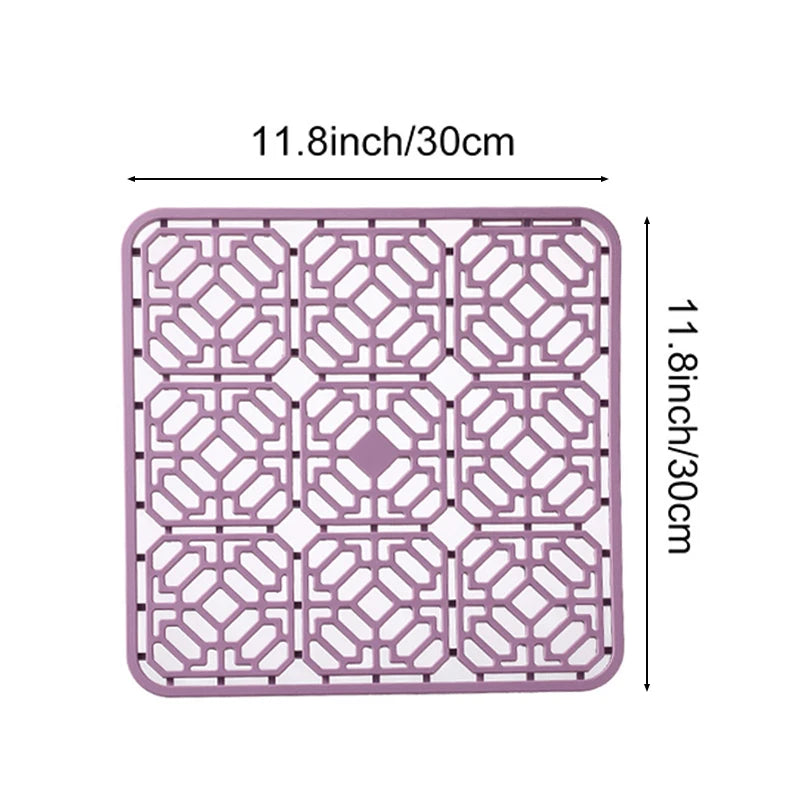 Silicone Drain Mat Heat Insulated Pad Kitchen Sink Protector Hollow Sink Mat Countertop Mats Kitchen Protection Countertop Mats Peaceful Pleasures Health and Wellness B Purple 30cm silicone